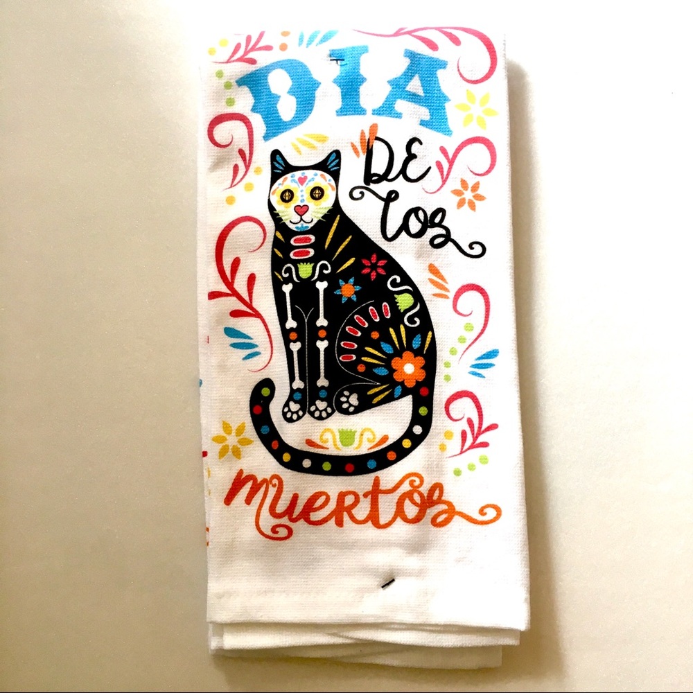 Day of the Dead Cat 2 Pack Kitchen Towels,  Halloween